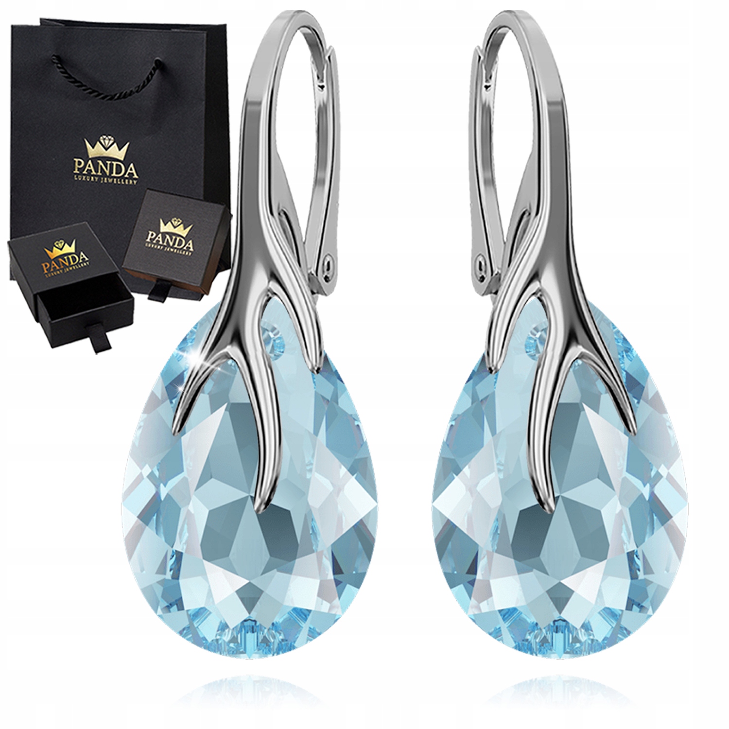 Stříbrné Náušnice pro ženu Kapky Krystaly Dárek 925 Valentýn Svatba