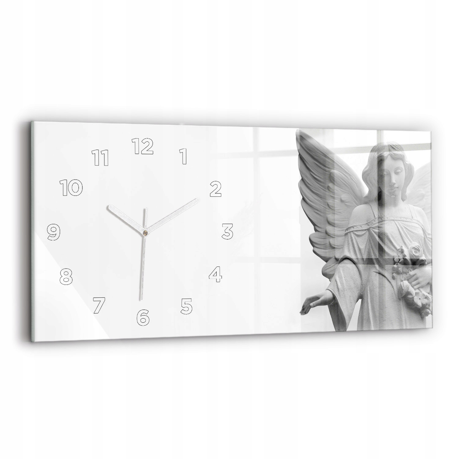 Dekorativní nástěnné hodiny s krásnou grafikou 60 x 30 cm Socha anděla s křídly