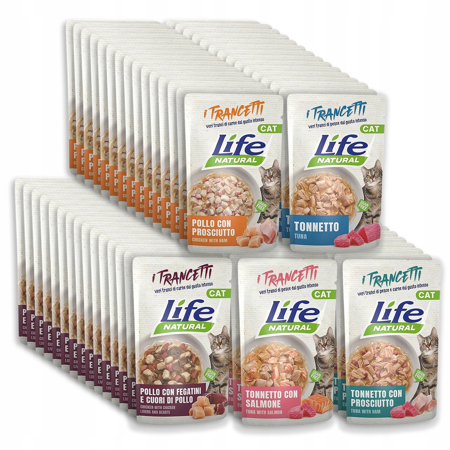 Levně Life Cat Chunks Krmivo pro kočky kapsička 55 g 75 ks MIX všech příchutí