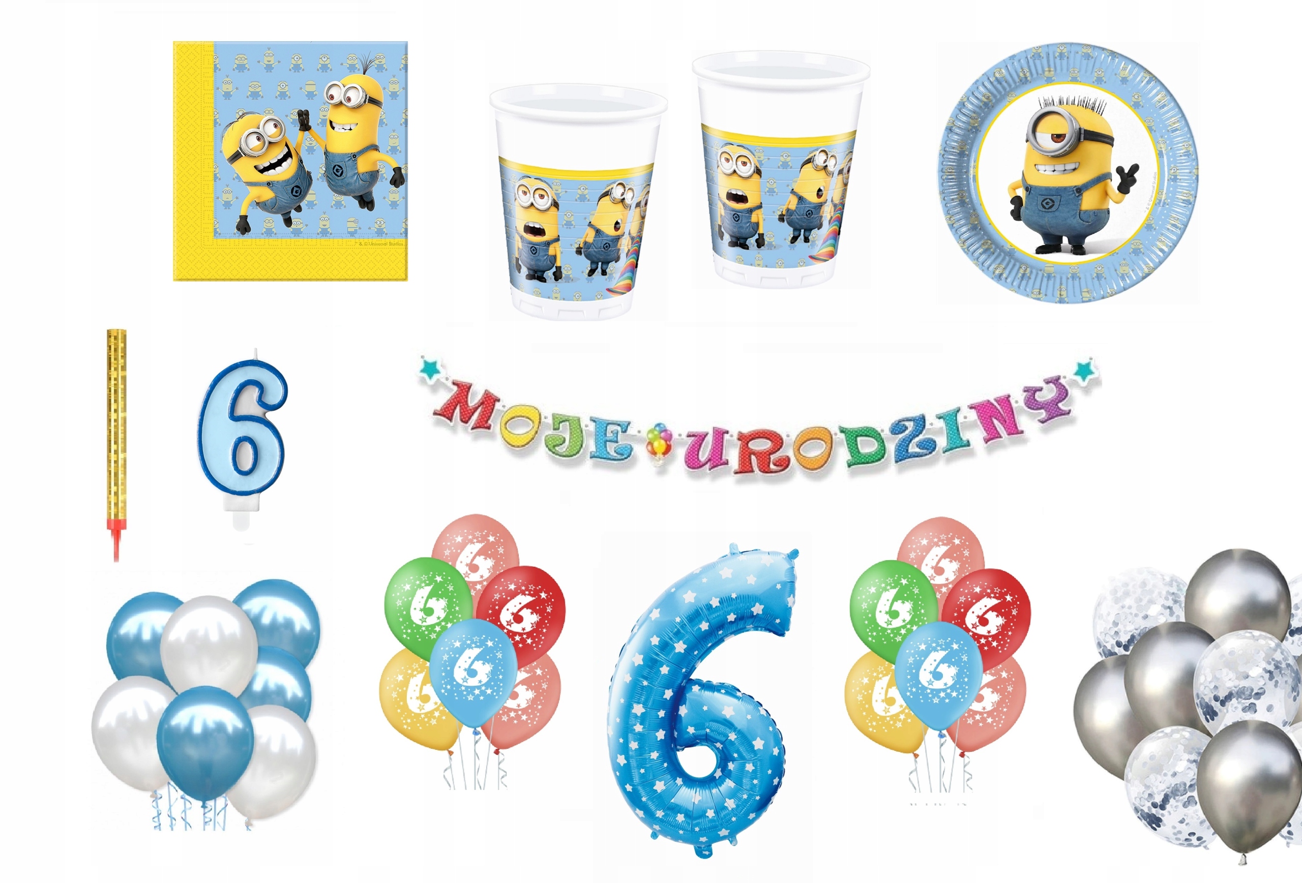

Zestaw Minionki Minions 6 Urodziny Balony