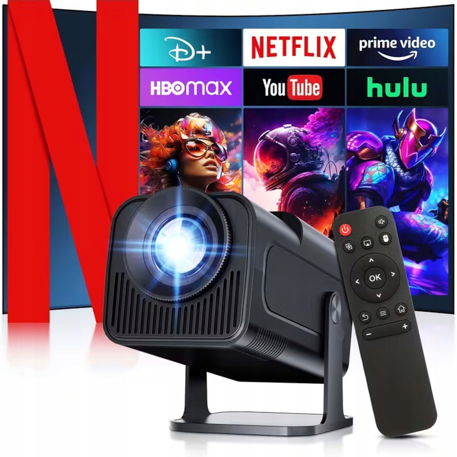 Projektor Led HY320 4K Android Smart Tv WiFi Projektor Reproduktor 150"