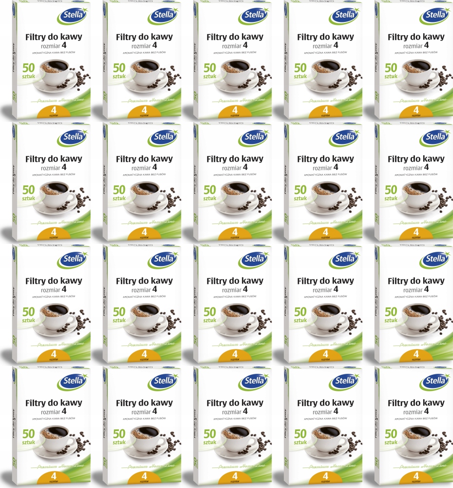 Filtry do kawy Stella rozmiar 4 50szt brązowe x20