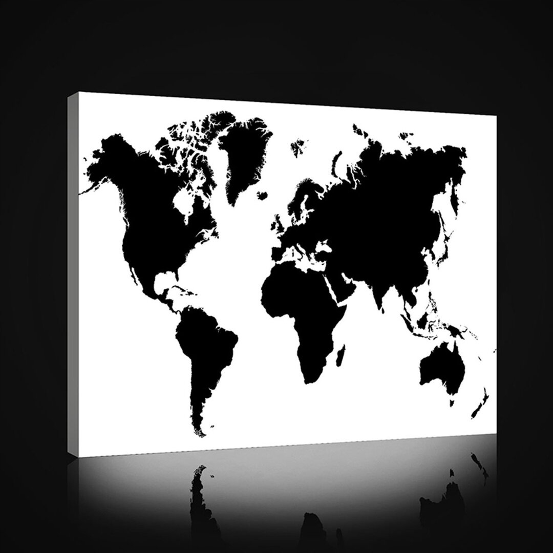 Obraz 80x60 Mapa světa minimalismus černobílé geografie cestování globální