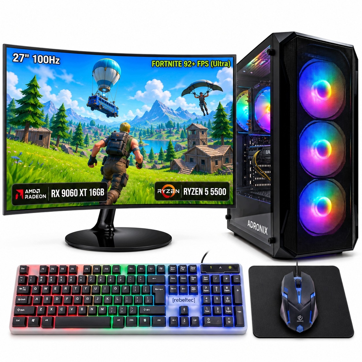 Herní Set Ryzen 5 5500 32GB Rx 9060XT 16GB WIN11+27"100Hz