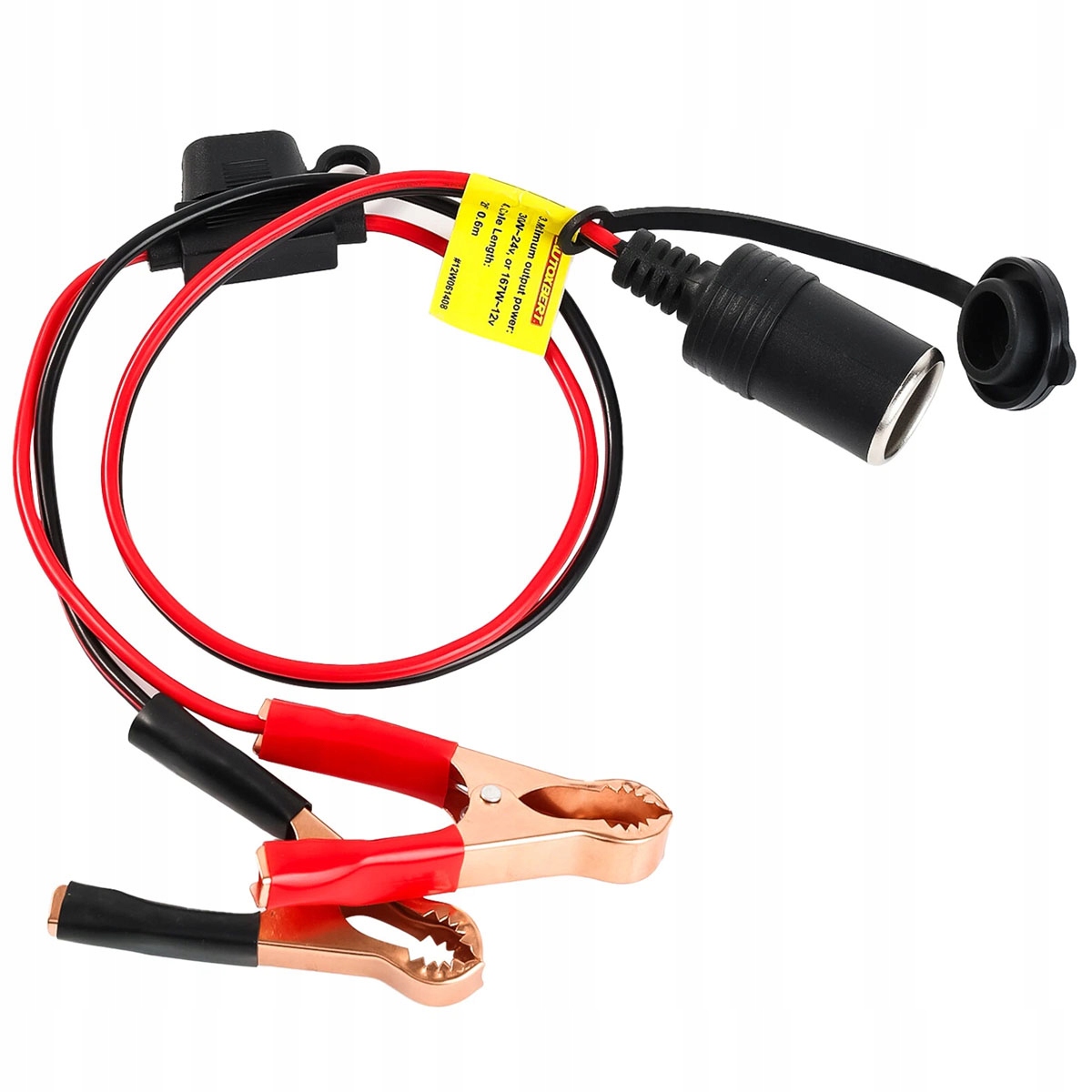 Kabel gniazdo zapalniczki samochodowej z krokodylami zaciskami 3m 12V 24V