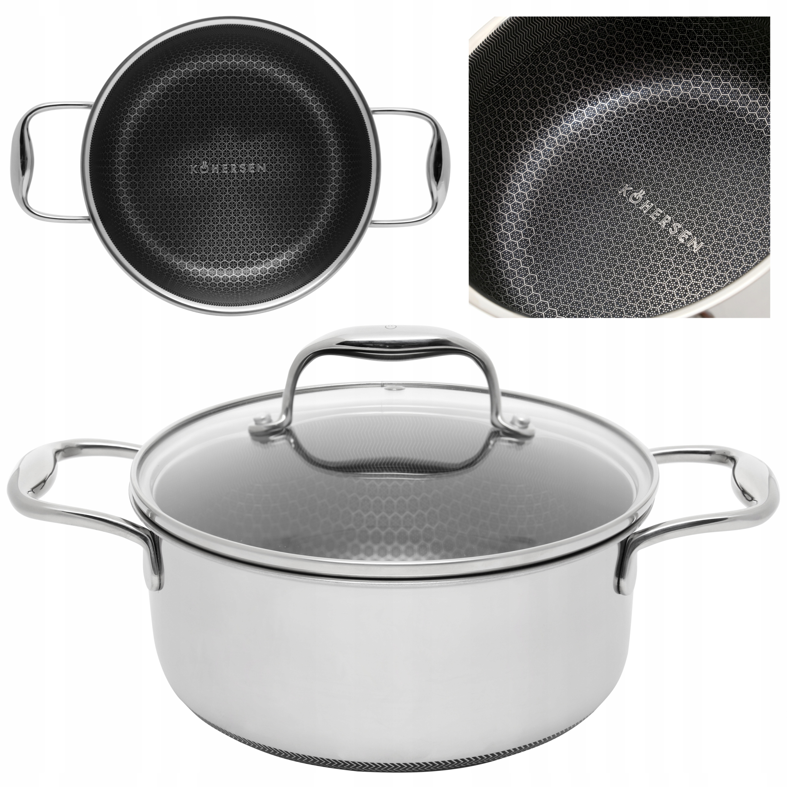 Garnek na Indukcję z Powłoką Nieprzywierającą z Pokrywką Kohersen 20 cm