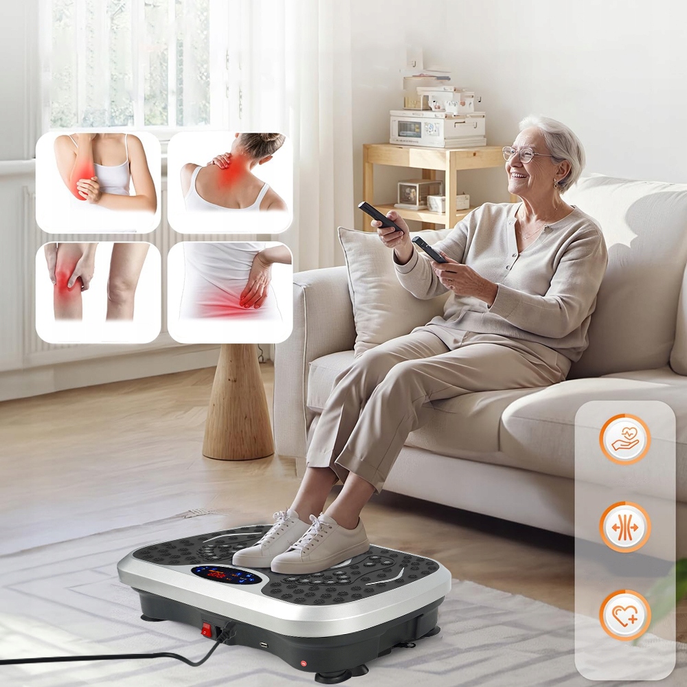 ДОМАШНЯ ВІБРАЦІЙНА ПЛАТФОРМА 200W LCD ПУЛЬТ ПРОТИ КОВЗАННЯ 5 ПРОГРАМ Модель Platforma wibracyjna Smoove