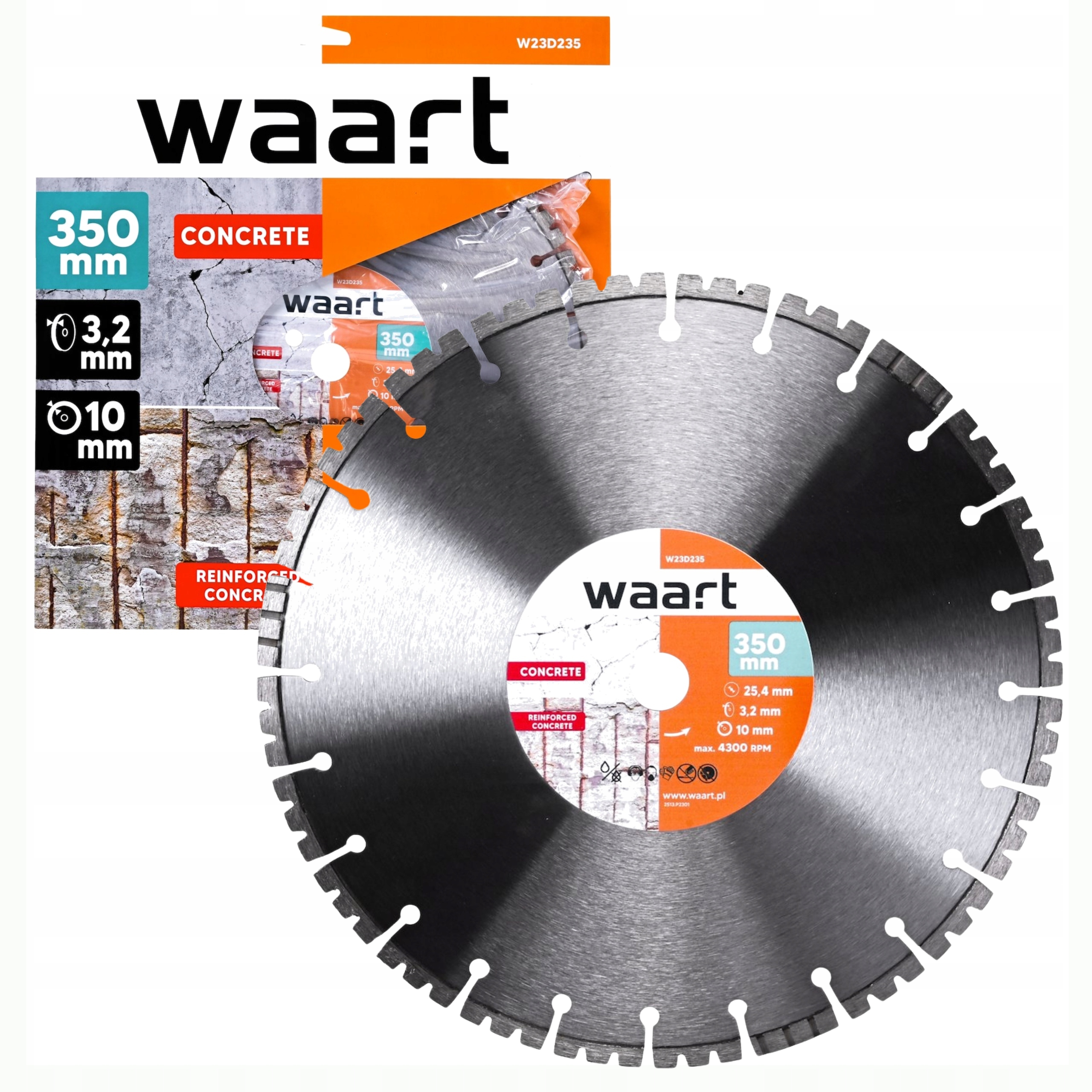 Diamantový kotouč 350 x 25.4 mm svařovaný laserem, pro tvrdé materiály