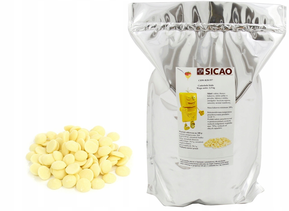 Najlepsza Czekolada Biała 2,5 Kg do fontann fondue Sicao