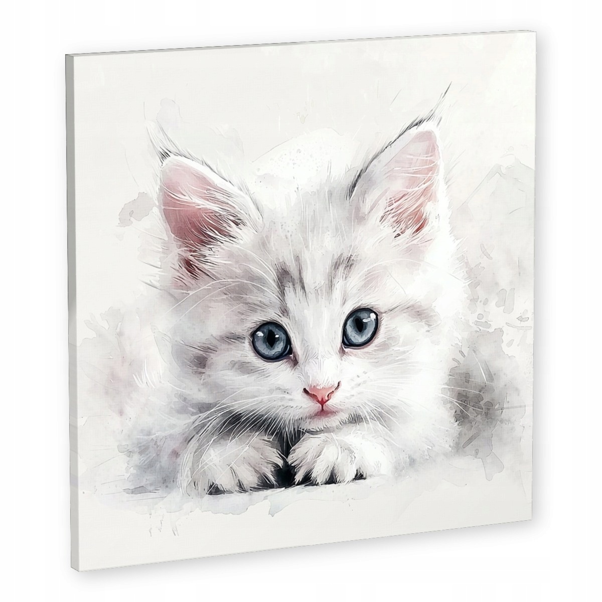 Obraz Na Plátně Canvas Akvarel Zvíře Bílá Kočka Kotě Portrét 60x60