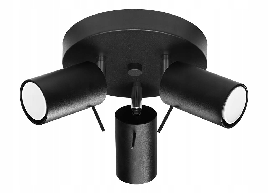 Stropná lampa čierna 3 pohyblivé reflektory okrúhla 20 cm Sollux Lighting