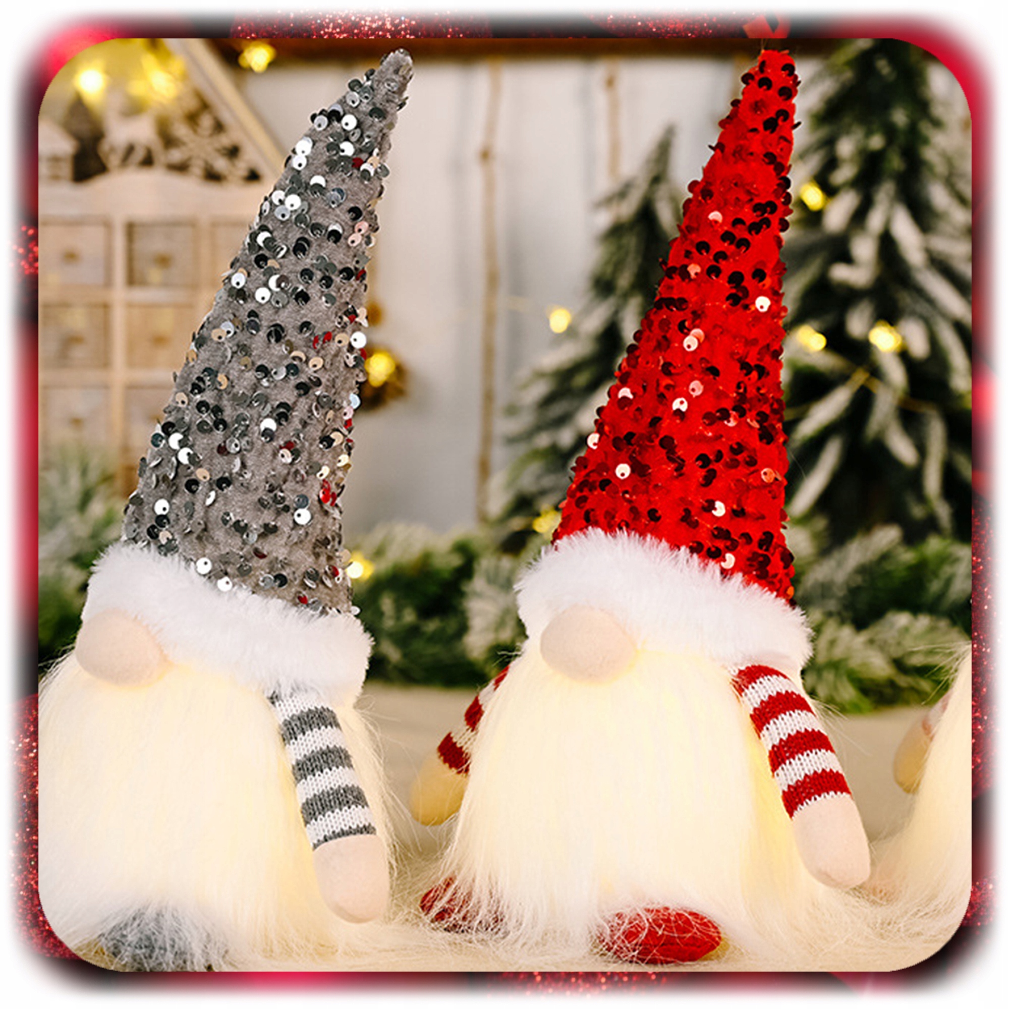 SKRZAT ŚWIĄTECZNY KRASNAL MIKOŁAJ GNOM ŚWIĘTA OZDOBA ŚWIECĄCY LED 2 SZTUKI Stan opakowania oryginalne