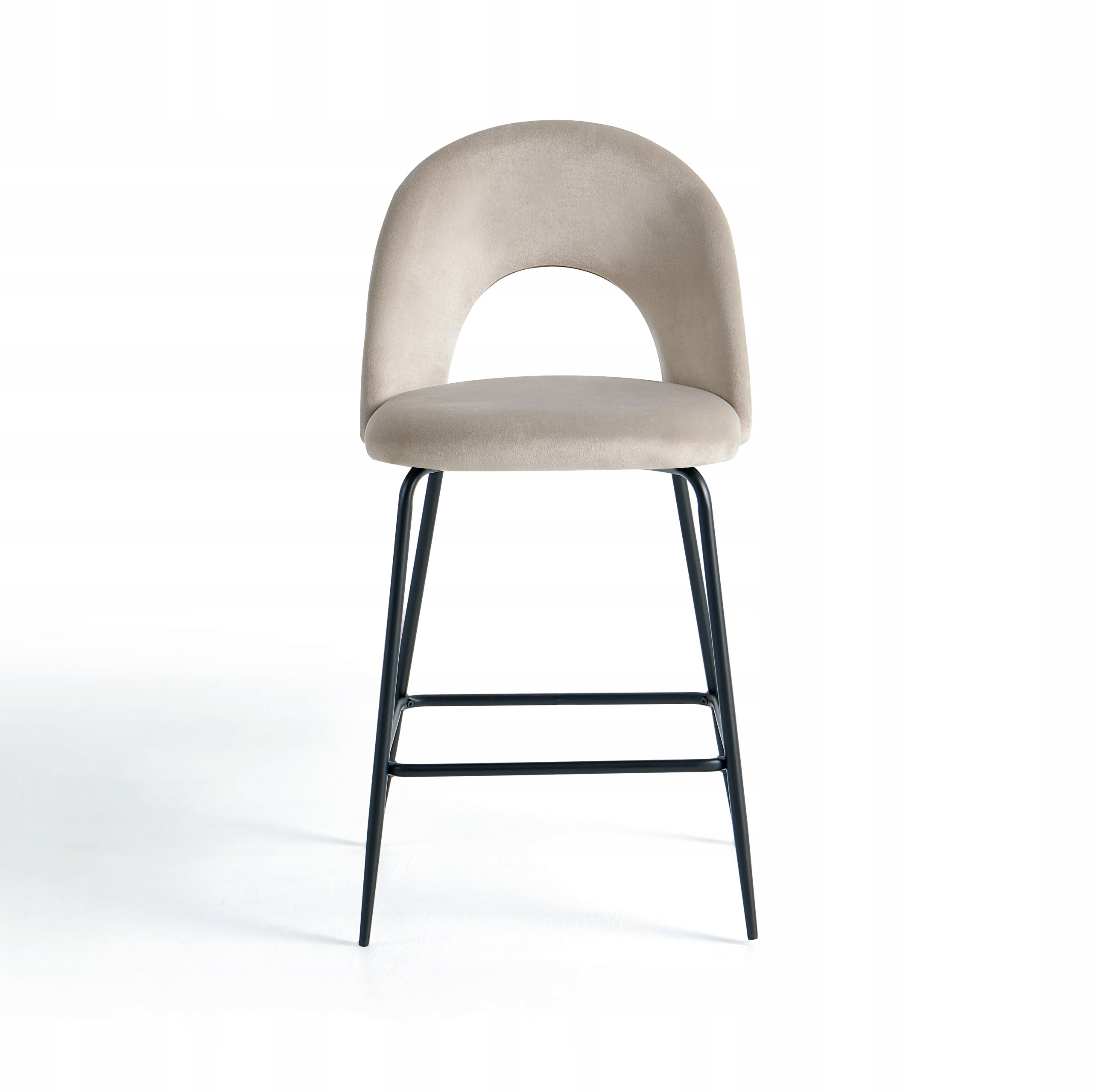 Hoker Barowy Welurowy Beżowy Na Stalowych Nogach Malowanych Na Czarno Loft