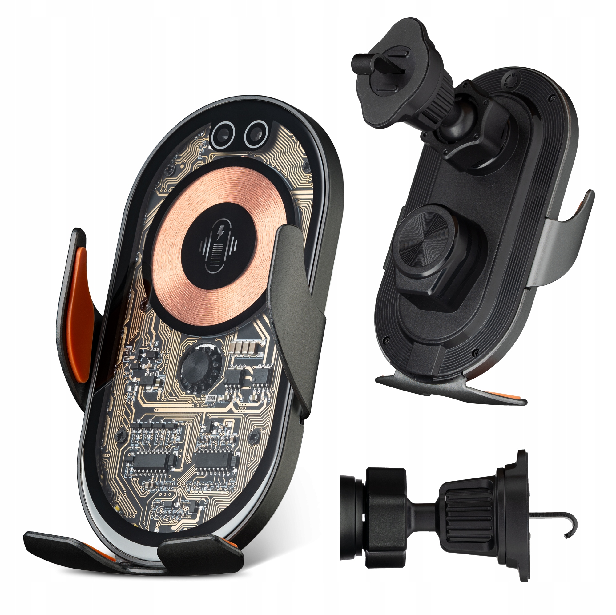 Qualo uchwyt do samochodu do kratki z ładowarką ładowaniem indukcyjnym 15W