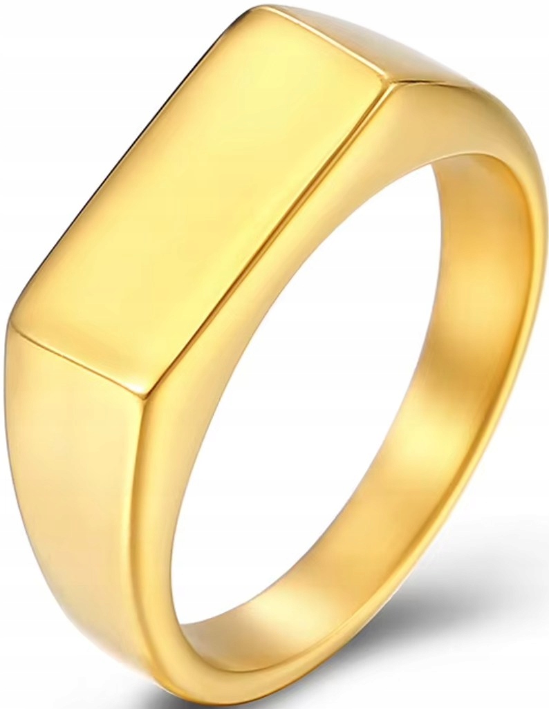 Moderní Klasický Signet Zlatý Ocel Ušlechtilý Minimalistický