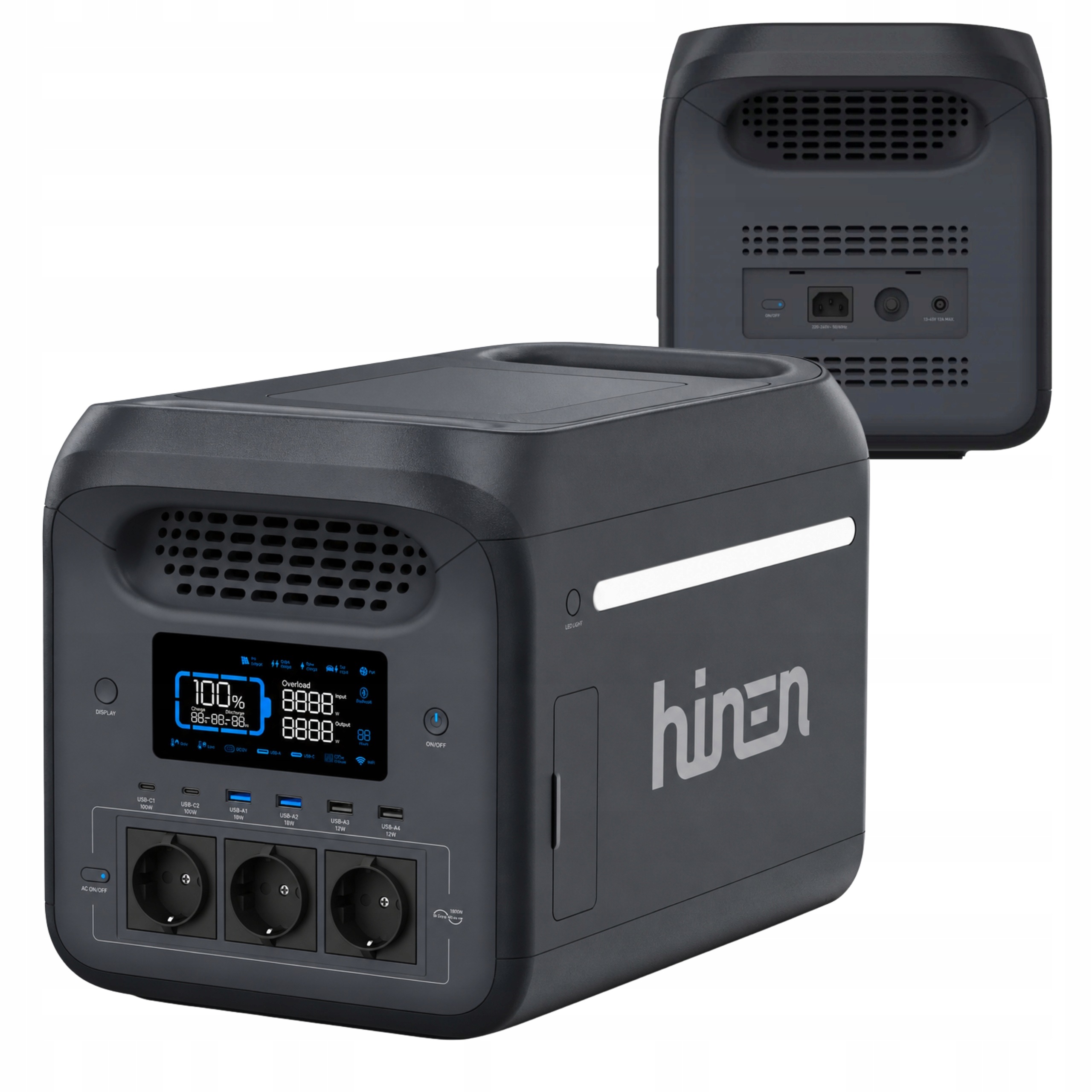 Přenosná napájecí stanice Hinen PS1800 1800W 1229Wh LiFePO4 Ups WiFi