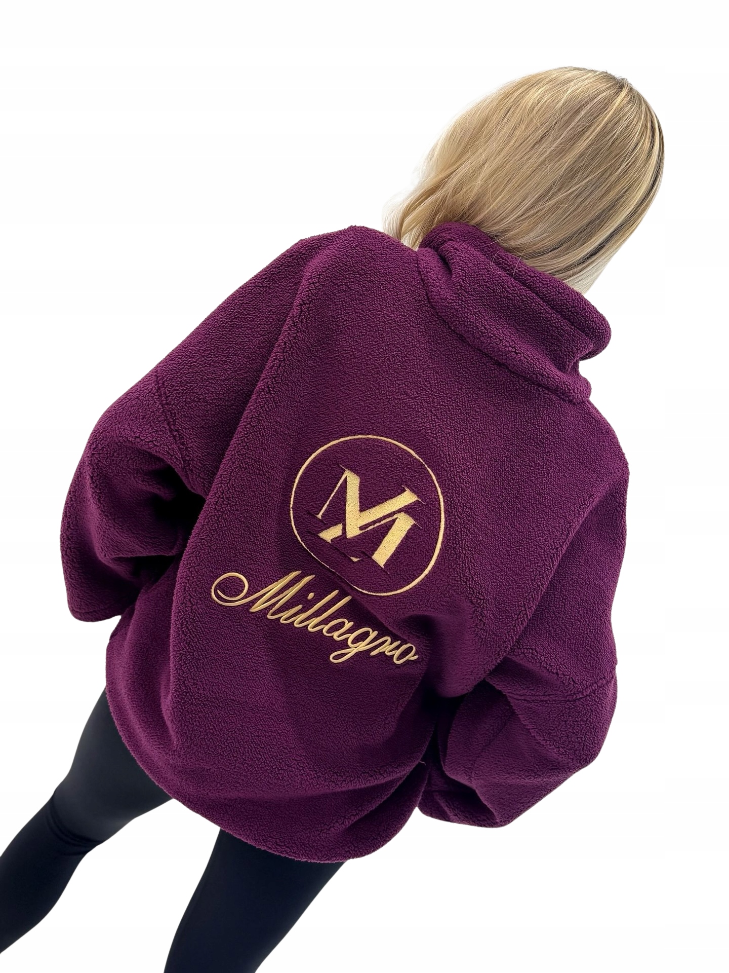 Rozepínací mikina medvídek/baran polar oversize Teddy Millagro švestka/fiole