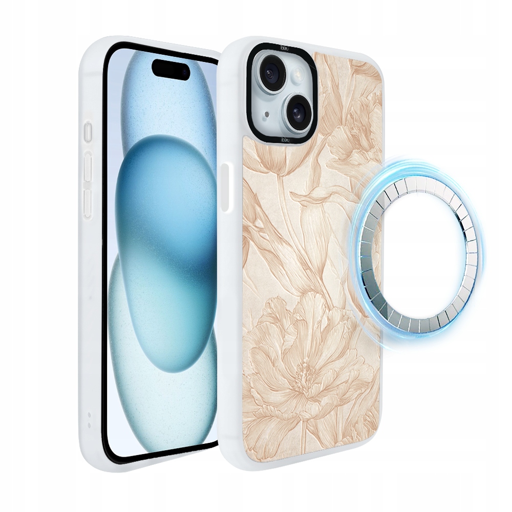 Pouzdro pro iPhone 15 Plus Ibizu DropGuard Matt s MagSafe, Biskwit, bílé