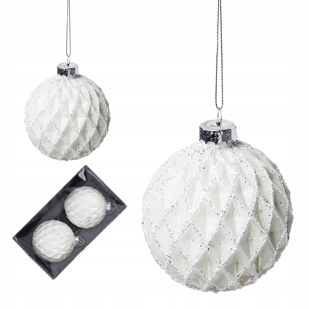 

Bombki szklane na choinkę 6 cm bombki białe ozdoby
