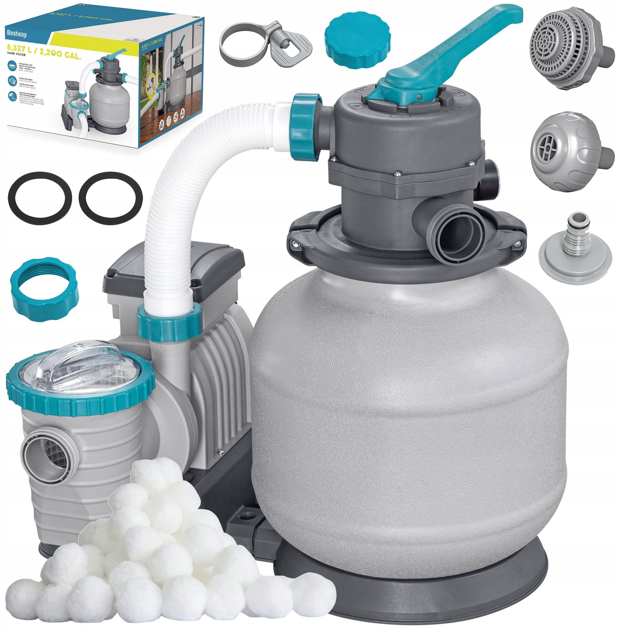 Pompa piaskowa do basenu filtr 8327 L/h kulki filtracyjne Bestway