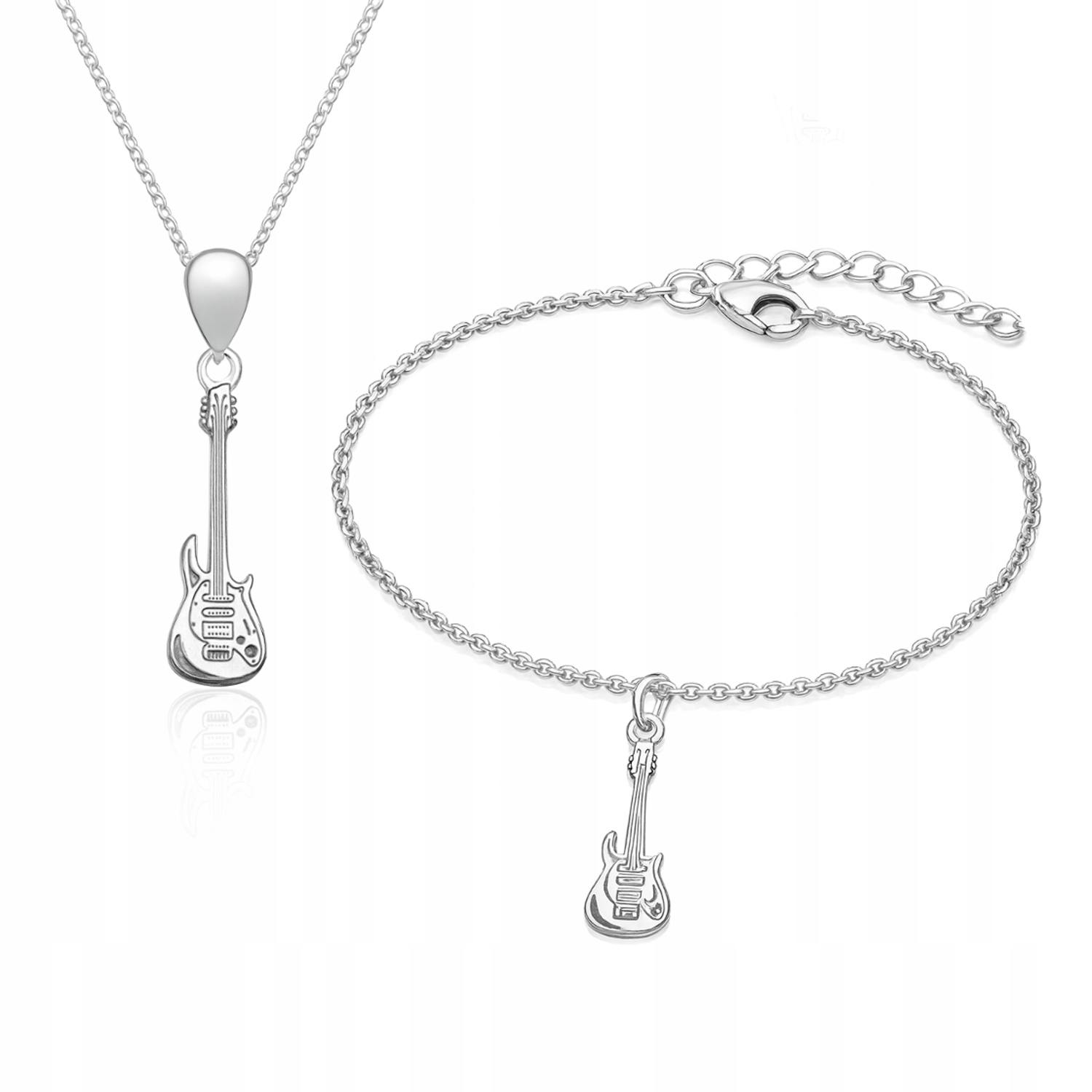 Sada stříbrných šperků Elektrická kytara Dárek pro hudebníka Stříbro 925