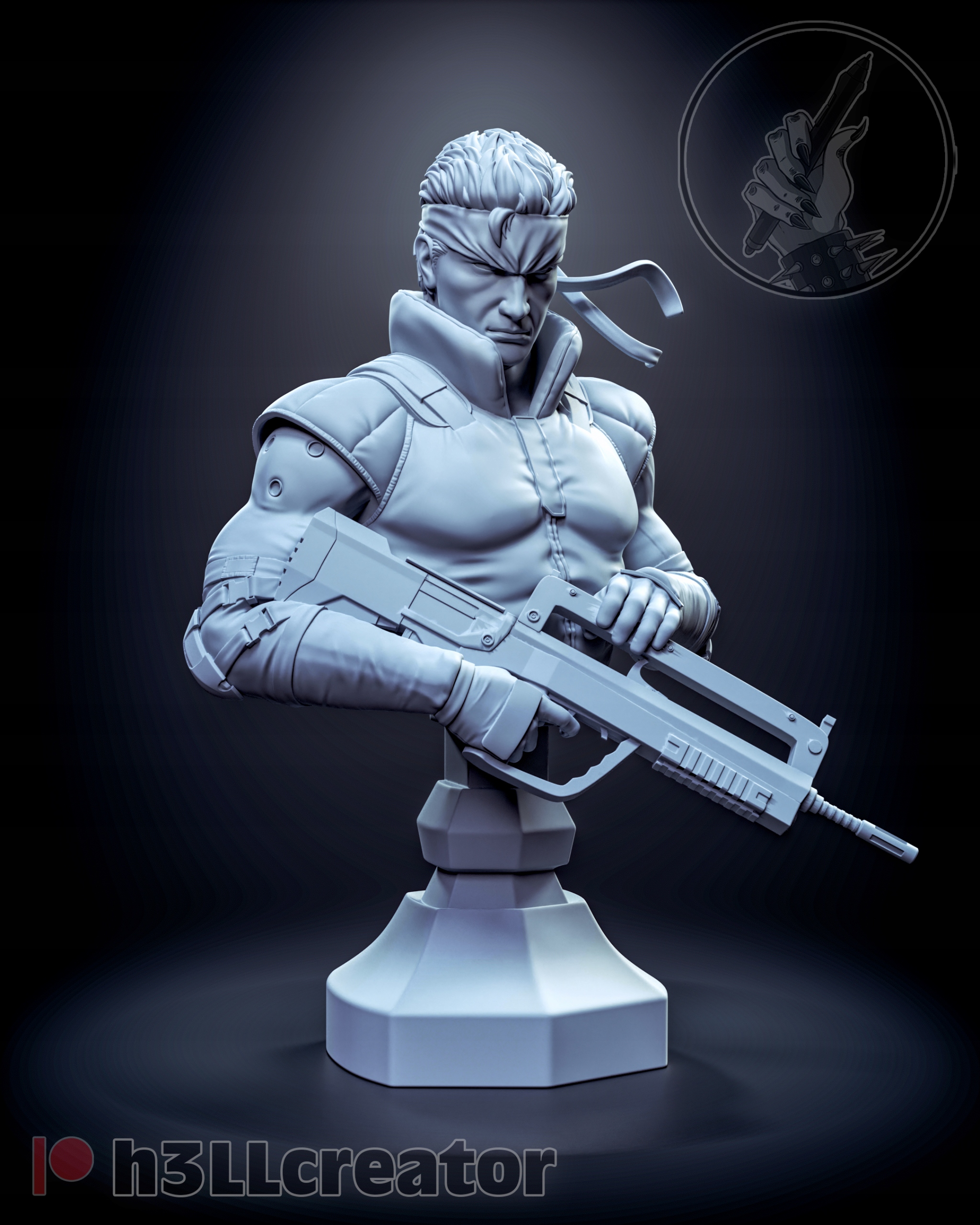 Figurka Solid Snake Metal Gear Solid Busta h3LL creator 3D tisk 12K
