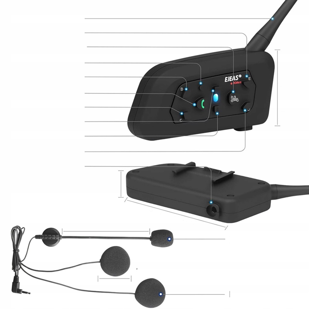 EJEAS V6 PRO BLUETOOTH 5.0 INTERKOM MOTOCYKLOWY SŁUCHAWKI 1200M 2SZT Typ mikrofonu integralny