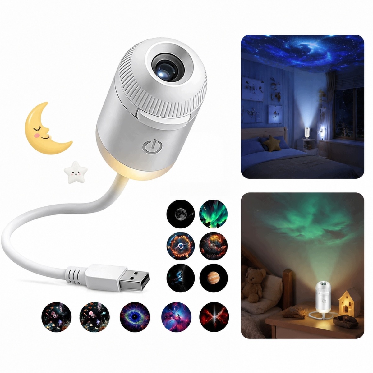 Usb Projektor Gwiazd Dla Dzieci Lampka Nocna Rzutnik Led Laserowy