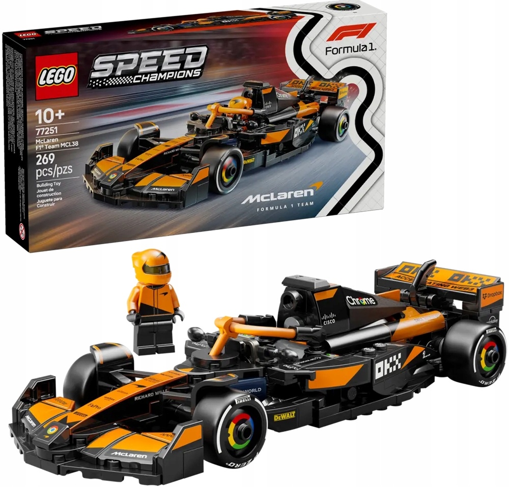 269 dílků stavebnice Lego Speed Champions Formule F1 McLaren Team MCL38 77251