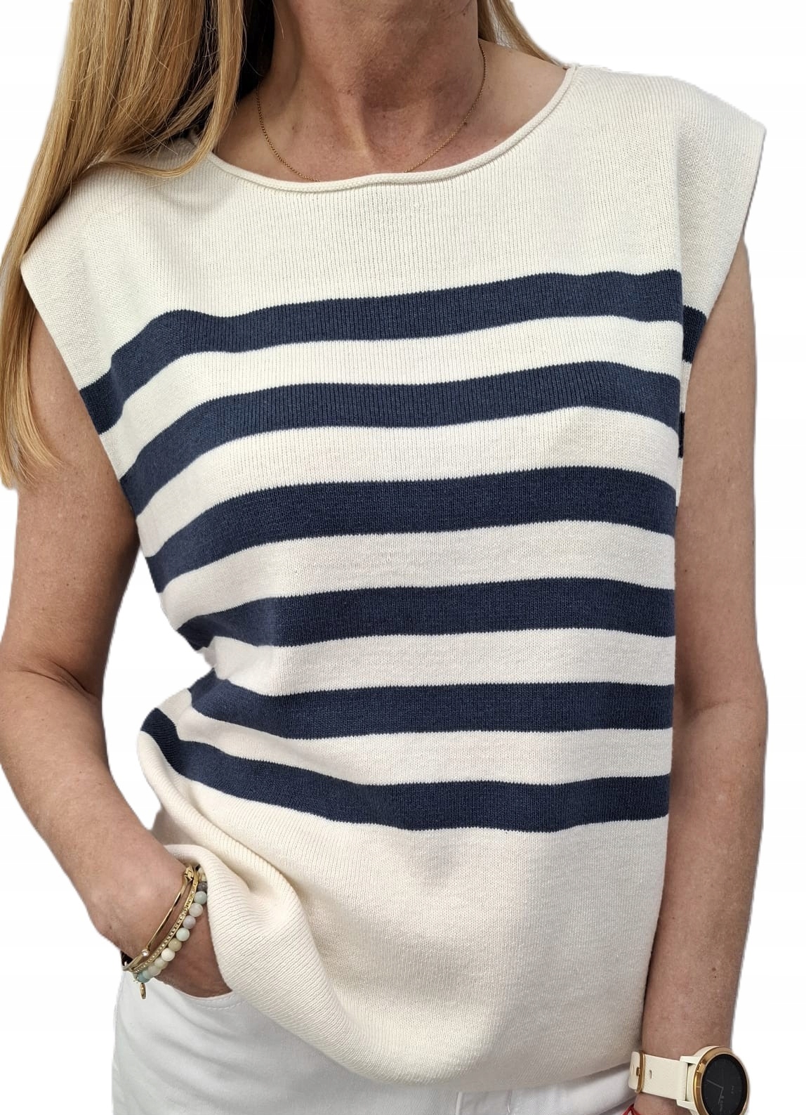 Lemonada Svetr s proužky, krémový tmavě modrý Novinka