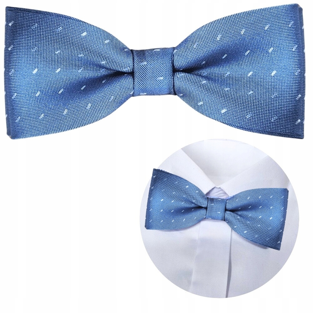 MUCHA CHŁOPIĘCA NIEBIESKA WE WZORKI KOMUNIJNA NA KOMUNIĘ ELEGANCKA MUSZKA