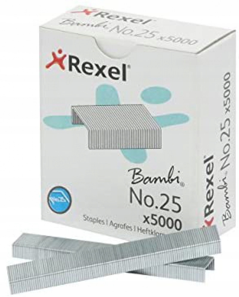 Zszywki Rexel No.25 opakowanie 5000 szt. 5025, do zszywacza Bambi Marka Rexel