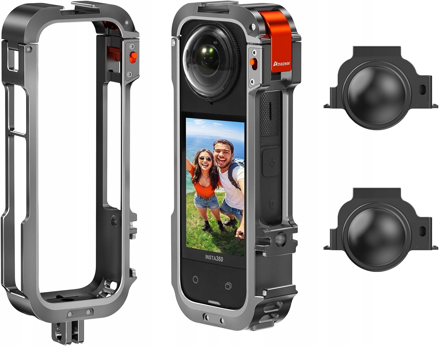 Amazear Ochranný rámik Insta 360 X4 Kovový rámik klietka chránič obrazovky