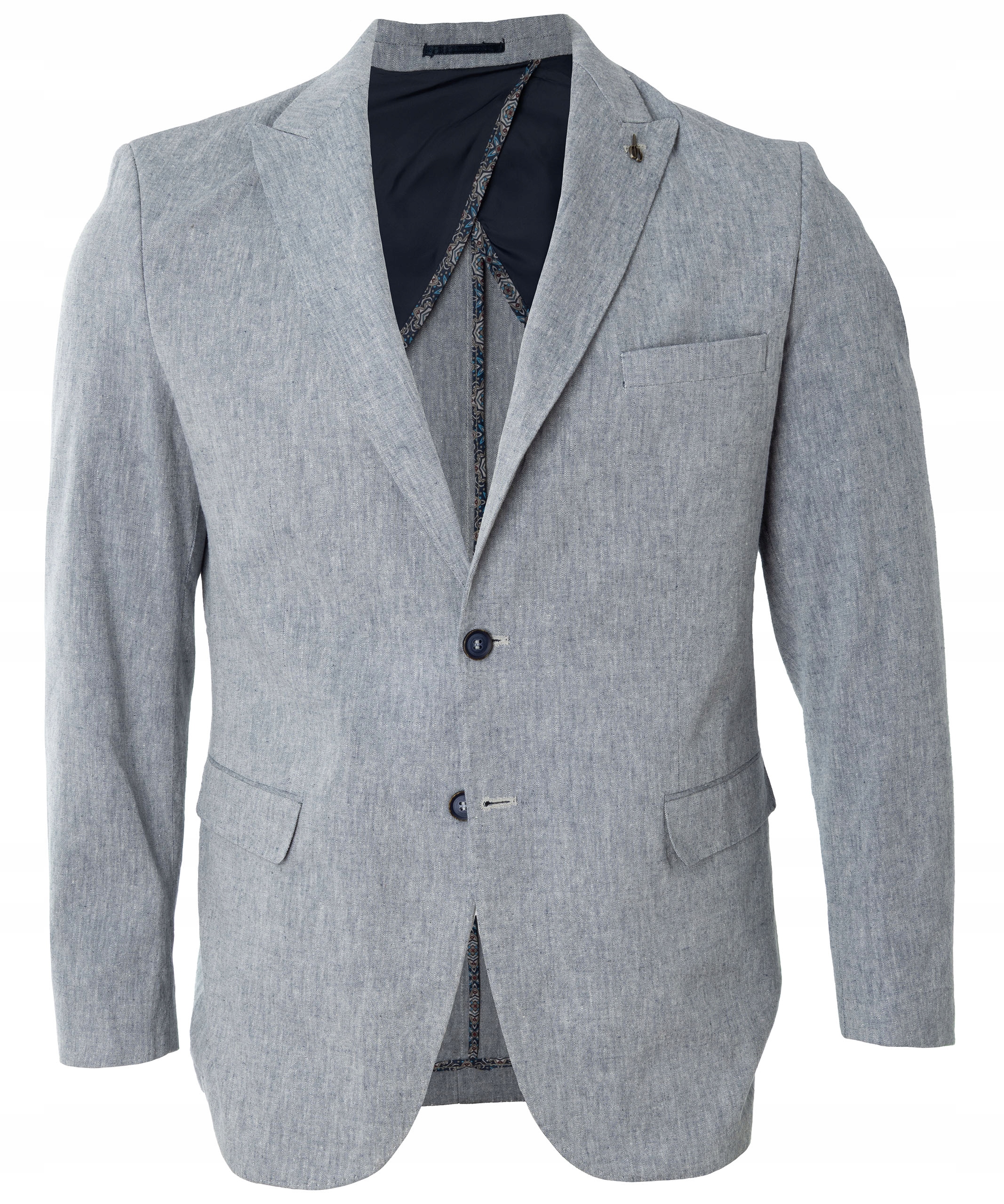 Sako Len+bavlna Modrá Šedá Vel. 56