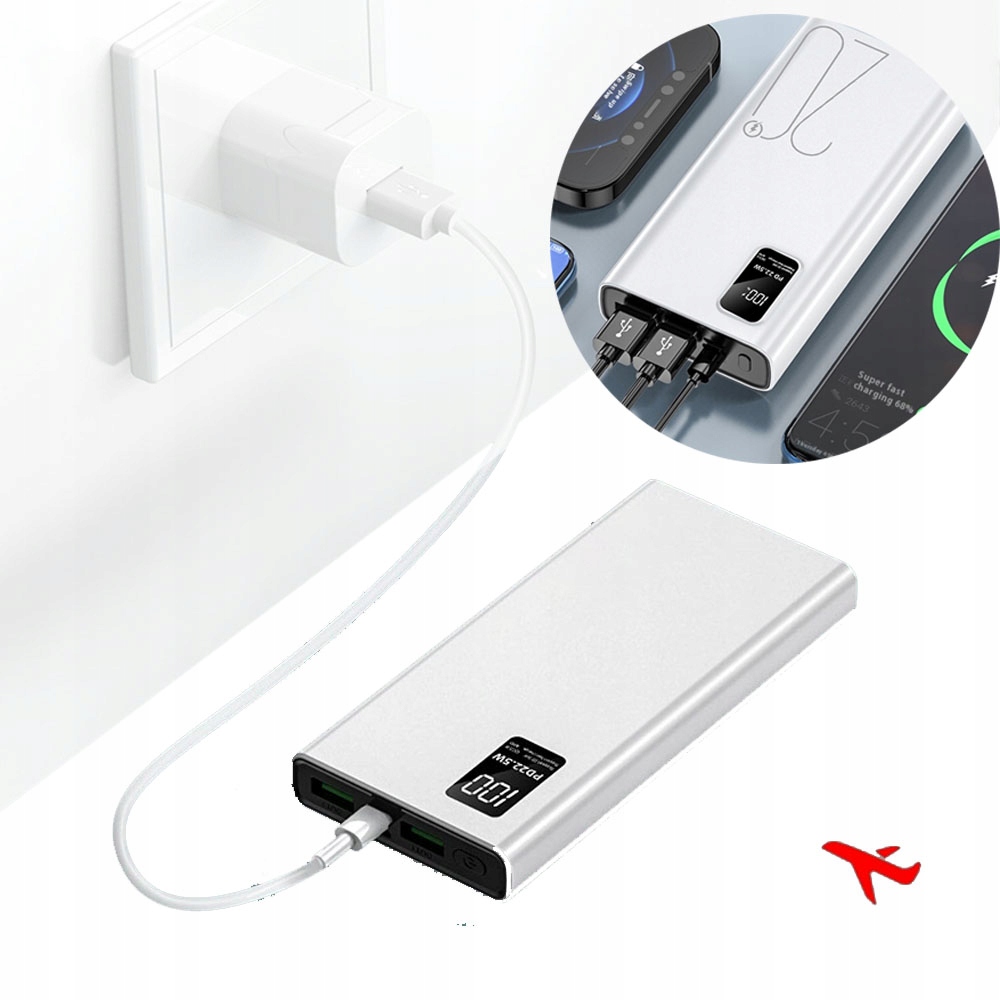 Powerbanka 50000MAH Bílá Velká Kapacita Nabíjení Type-c Pd Na Dovolenou