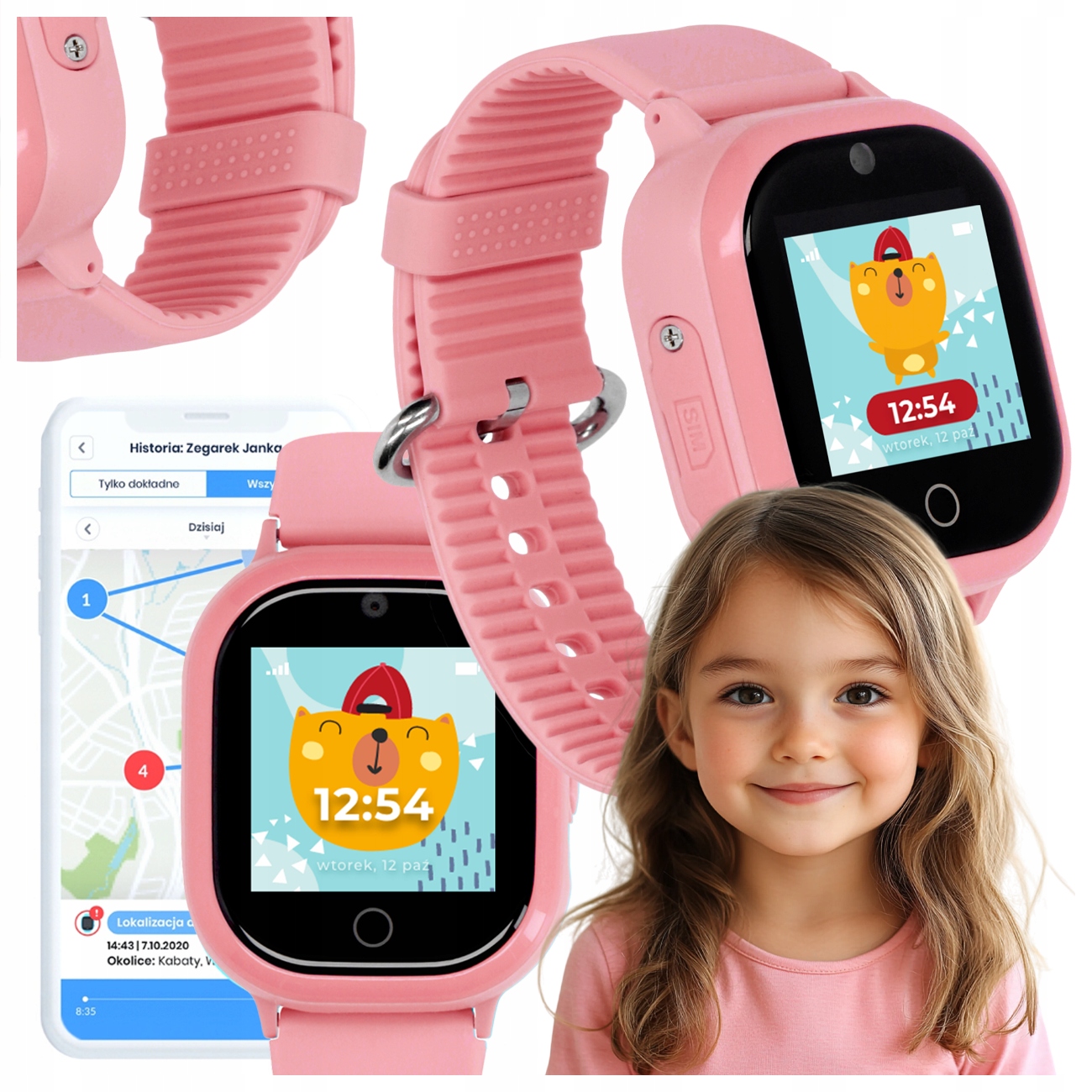 Smartwatch Zegarek Dla Dzieci Lokalizator Gps Funkcja Sos Różowy Locon