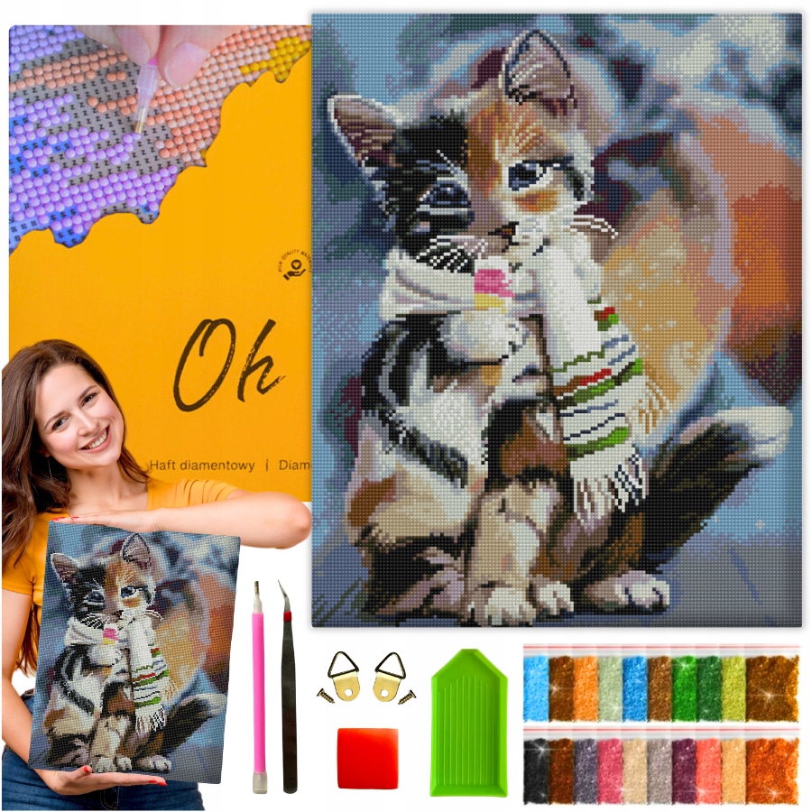Diamond Painting 5D s Rámem Diamantová výšivka Velká zvířata Mozaika 40x50 cm