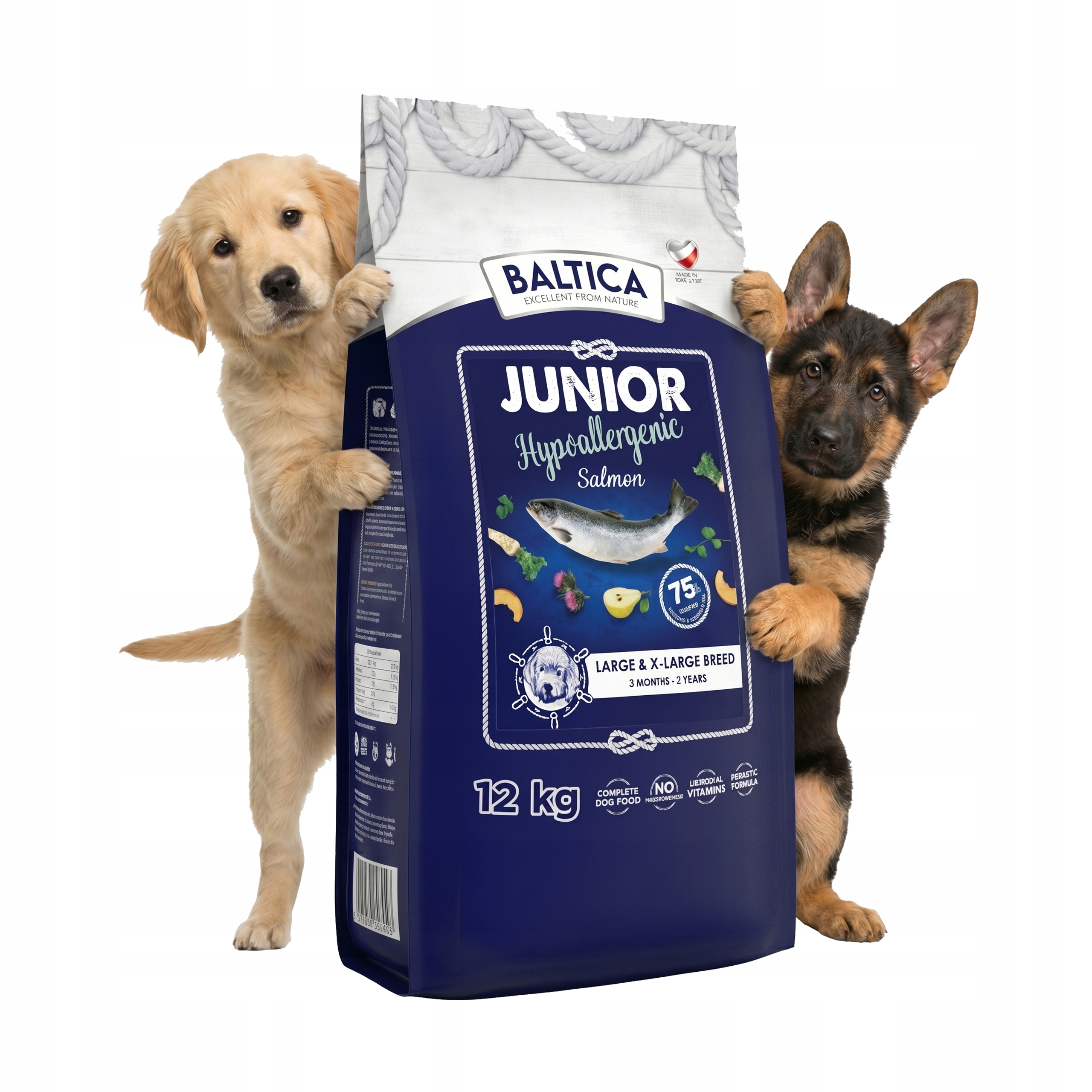 Baltica Junior Hypoallergenic L/XL 12KG Salmon Łosoś Duże Rasy Bez Zbóż