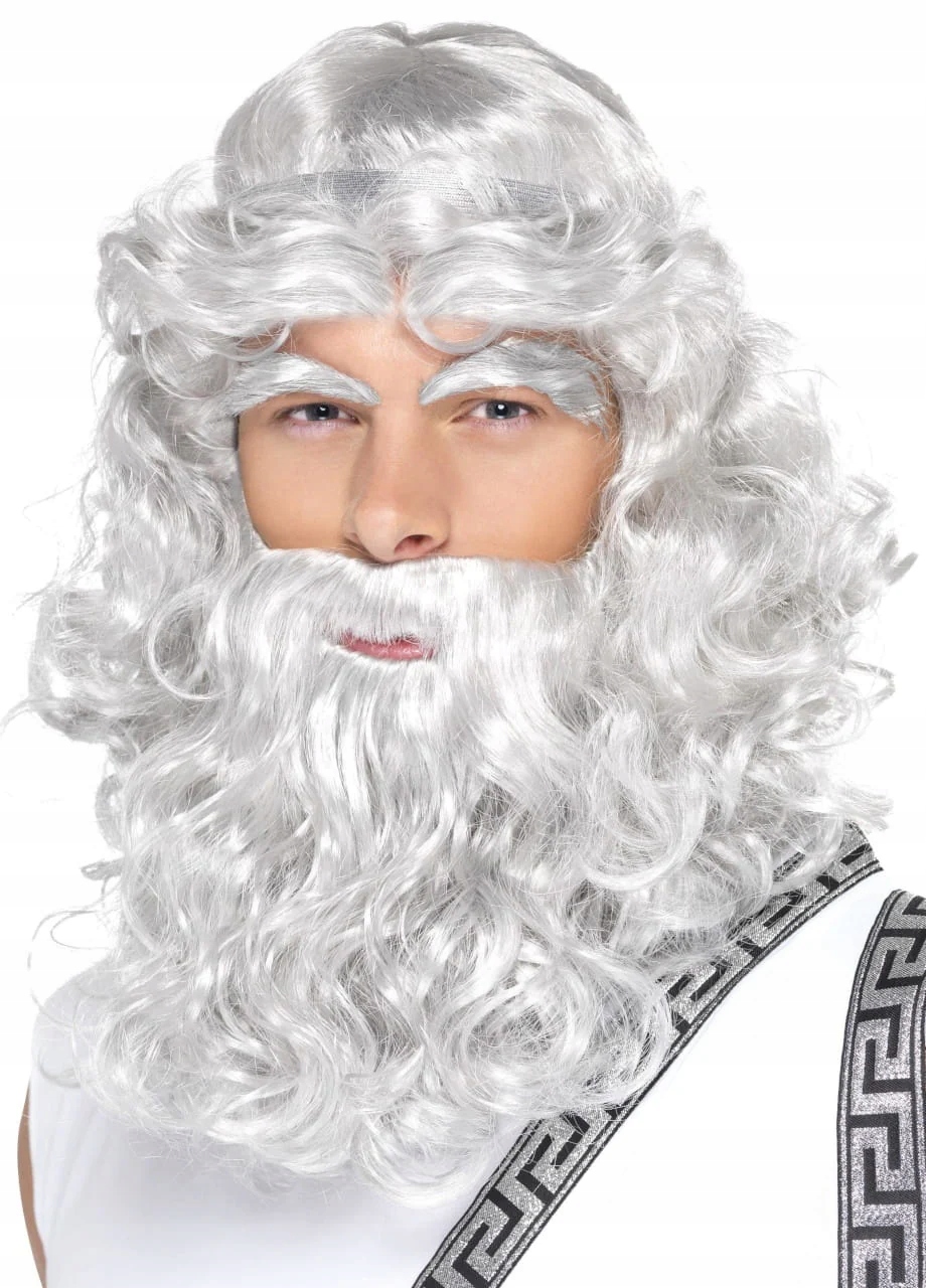 Paruka s vousy šedivá Dlouhá Zeus Poseidon
