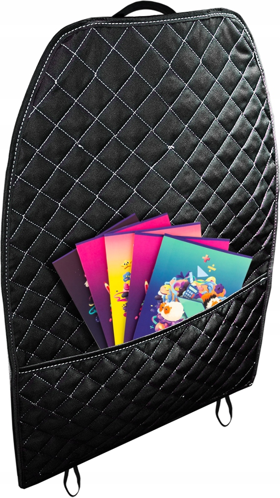 OSŁONA NA TYŁ FOTELA Z KIESZENIĄ PIKOWANA BIAŁA NIĆ MATA OCHRONNA POKROWIEC