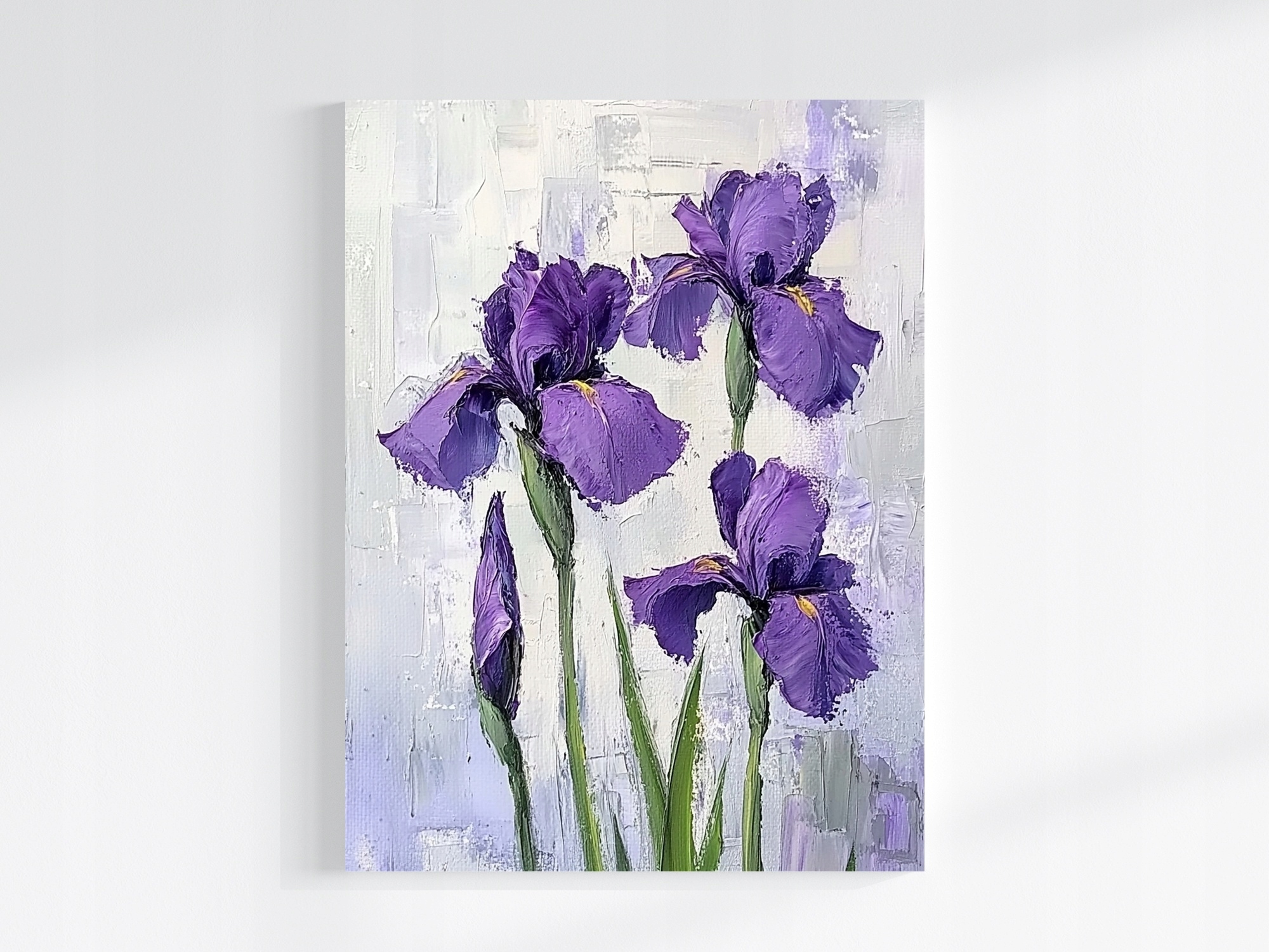 Obraz Na Plátně Canvas Olej Impasto Příroda Zahrada Fialové Irysy 75x100