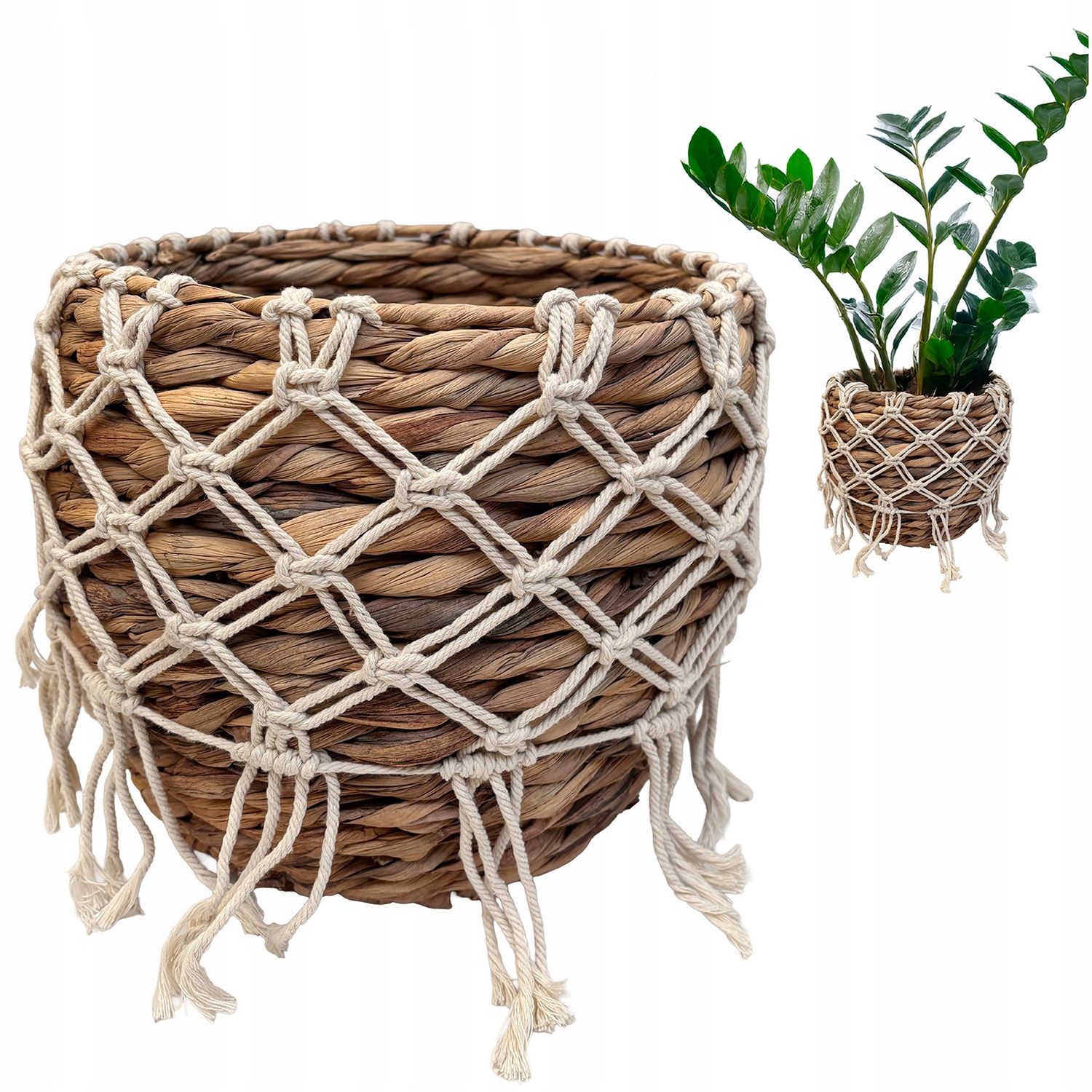 Květináč Boho Velký Makramé 28 cm boho na bonsai zamiokulkas do palmy obývacího pokoje