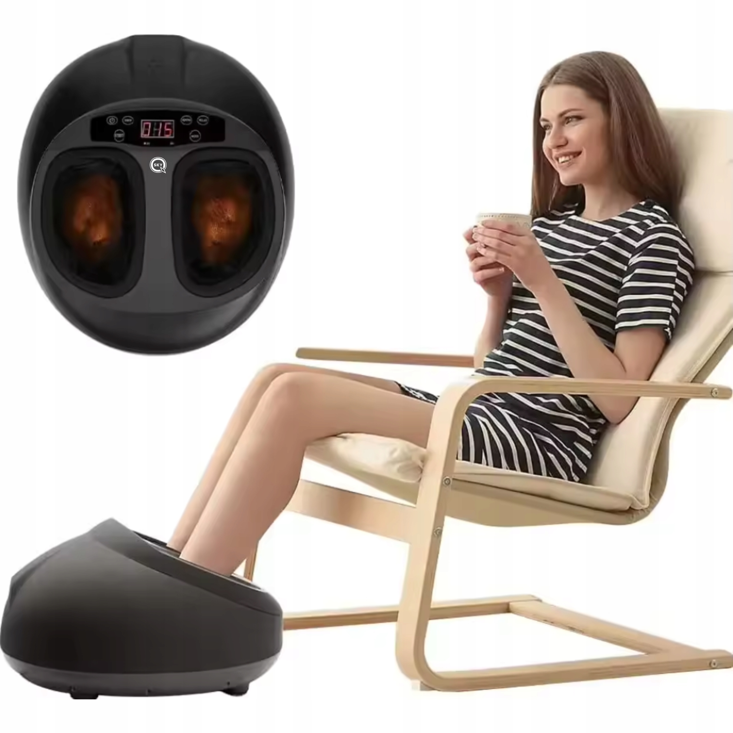 Elektryczny Masażer Stóp Z Podgrzewaniem Rehabilitacyjny Shiatsu 7W1