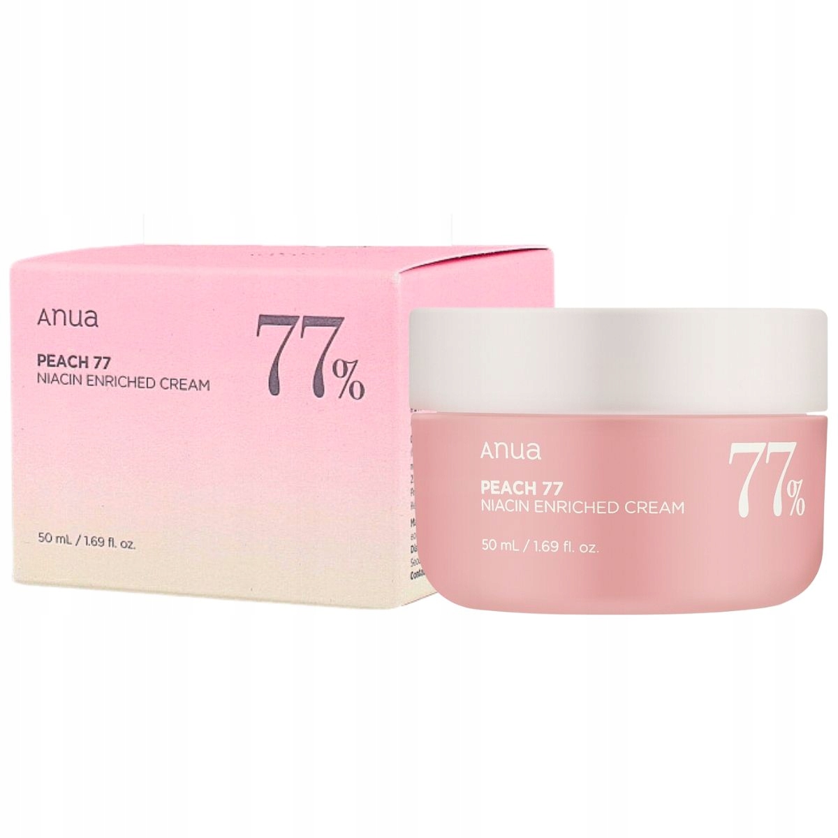 Anua Peach 77 Niacin – Hydratační a rozjasňující krém na obličej, 50 ml