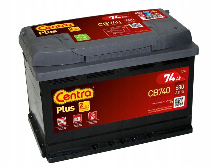 Akumulator Centra Plus 74Ah 680A CB740 P+