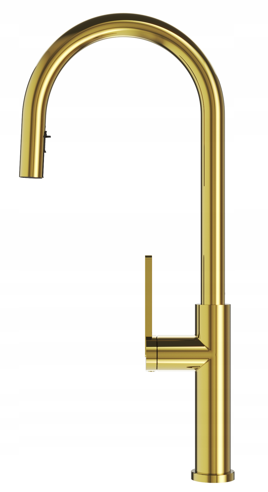 Zlatá Kuchynská Batéria S Výsuvným Výtokom, Vysoký Kohútik, Dvojfunkčný, Prati