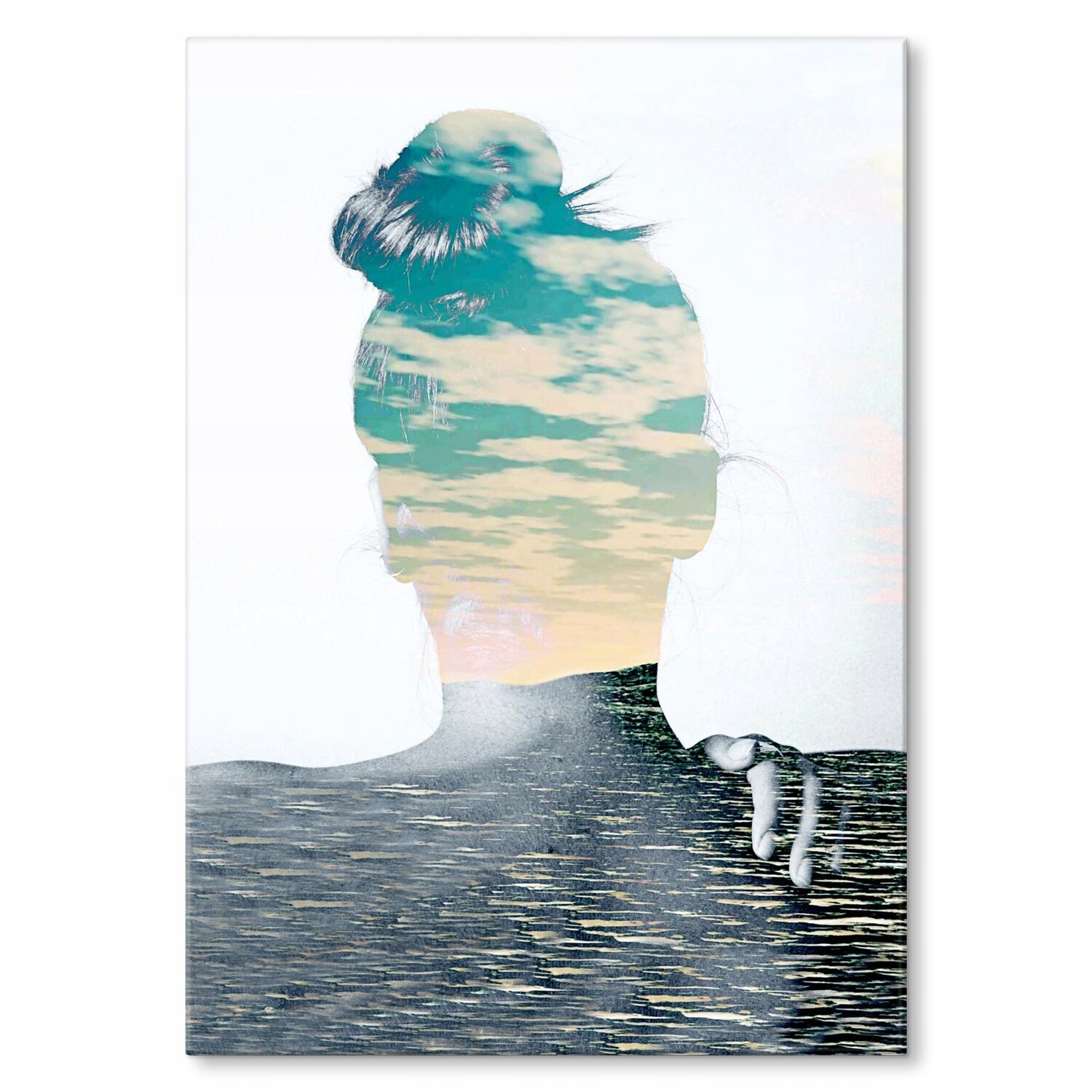 Kovový plakát Žena v jezeře Dárek 22 x 31 cm