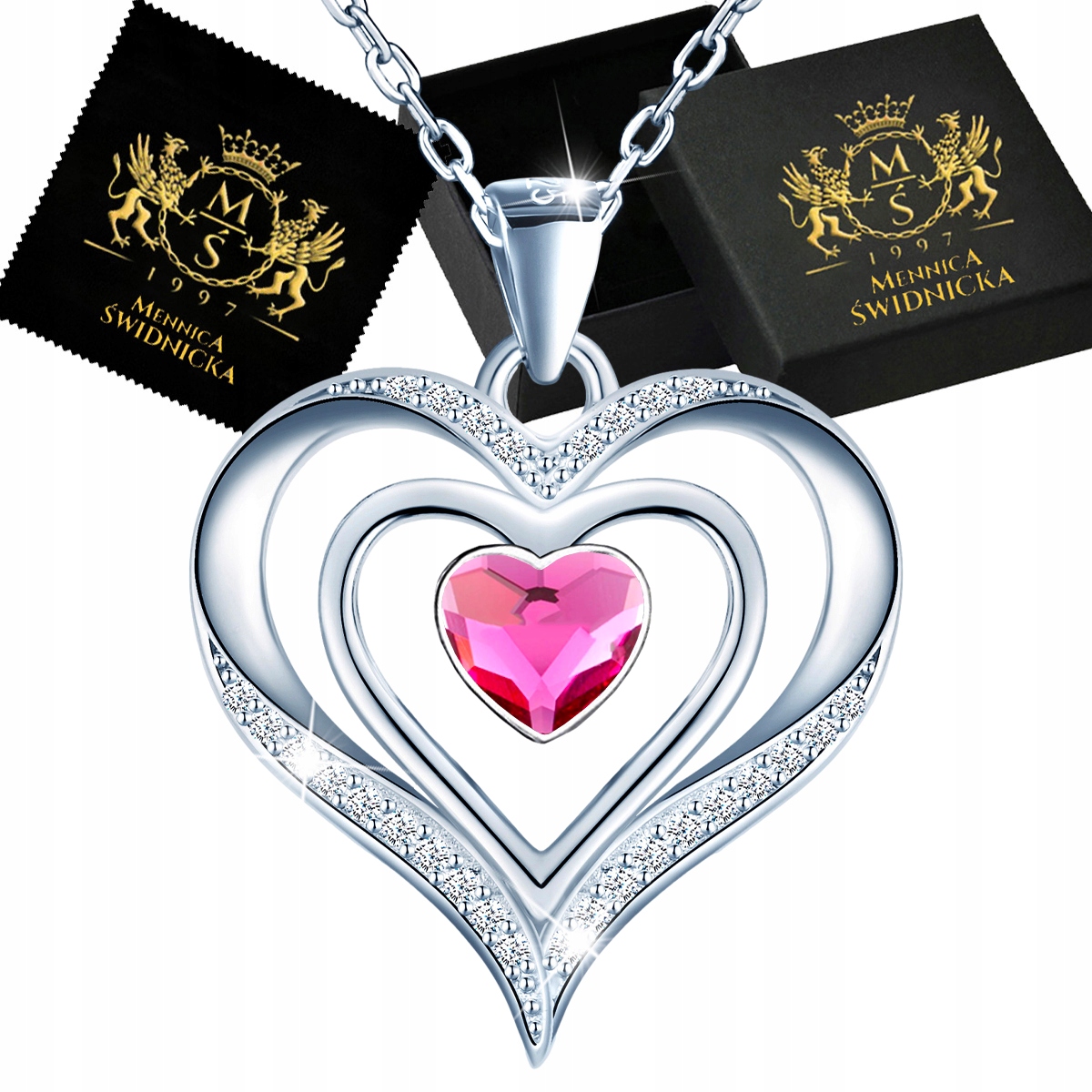 Stříbrný náhrdelník Stříbro 925 Přívěsek Přívěsek Srdce Dárek pro ženu