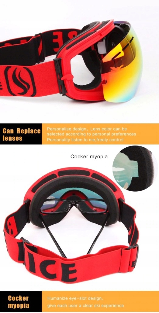 BE NICE GOGLE narciarskie snowboard UNISEX UV Model BE NICE