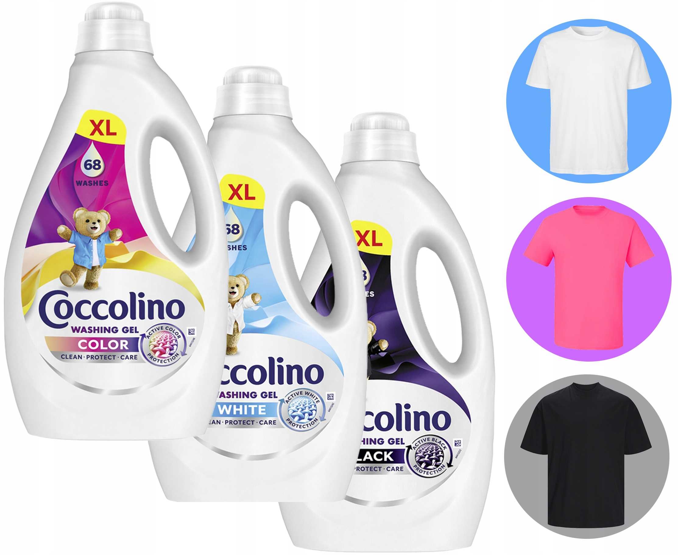 Sada 3 tekutých přípravků Coccolino XL Gel 68 Praní 2,72 l Black Color White